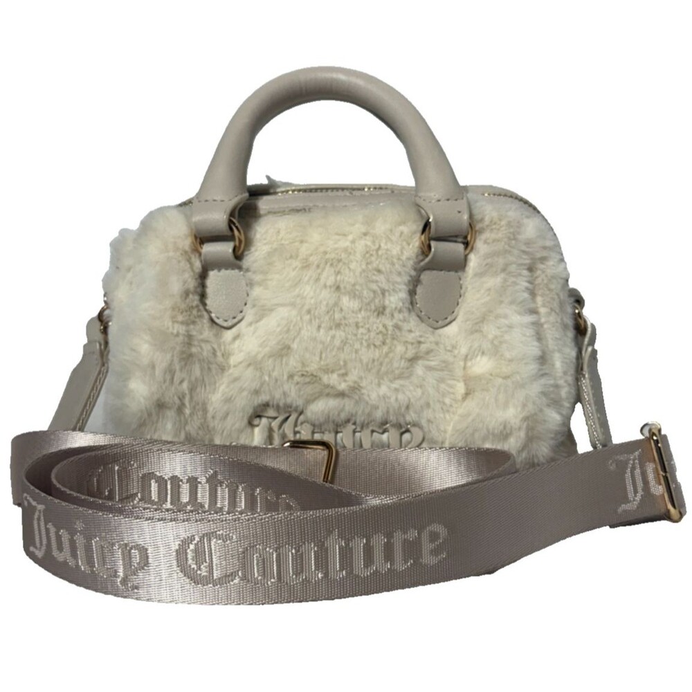 Juicy Couture Semi Charmed Mini Satchel Faux Fur Crossbody Bag Ivory Y2K NWOT